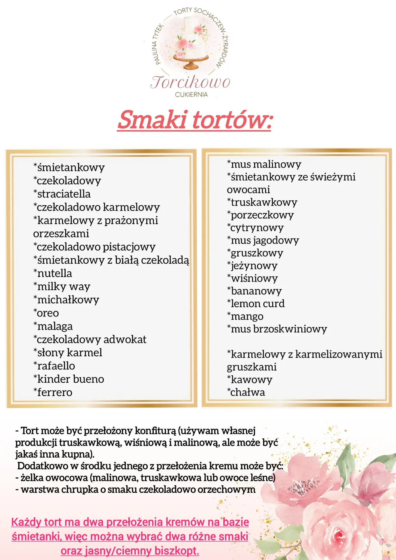 Oferta tortów torcikowo u Pauliny, torty sochaczew, żyrardów